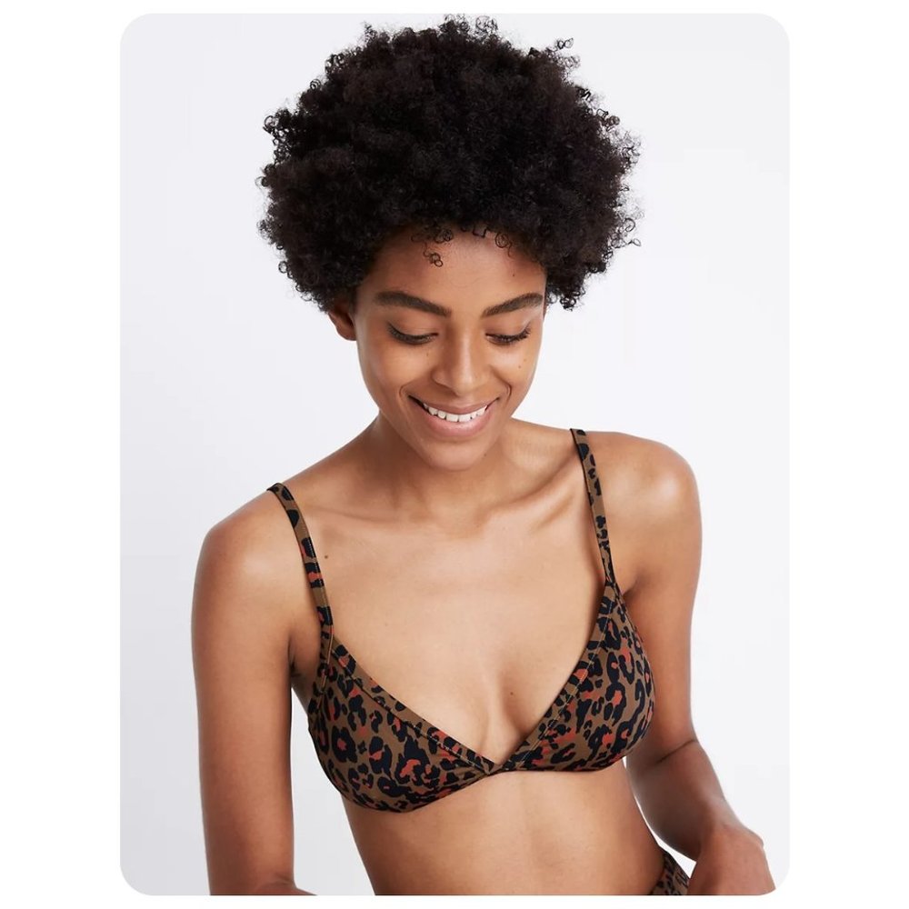 Madewell Jungle Cat Second Wave Leopard Print Bikini Top sz S